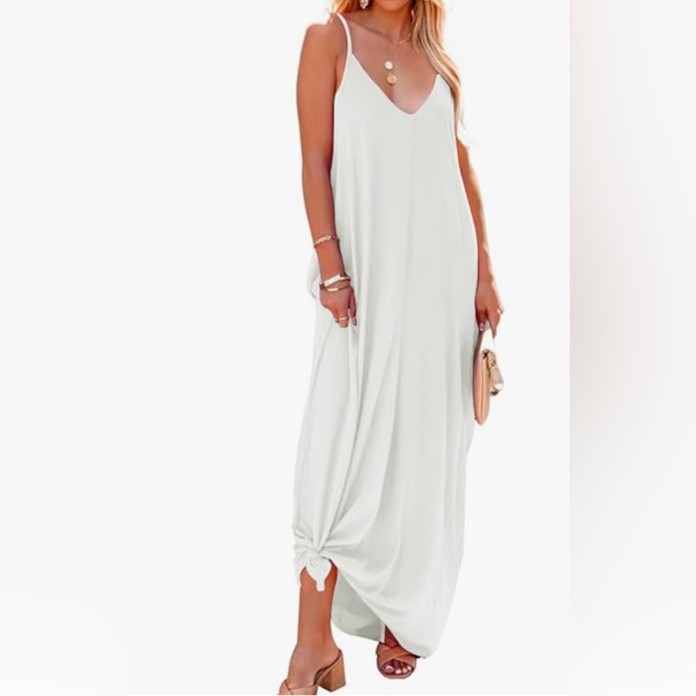 VICI COLLECTION WHITE STRAPPY MAXI DRESS